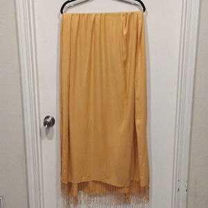 Bijoux Terner Solid Mustard Yellow 100% Viscose Pashmina Scarf w/Fringe-Casual
